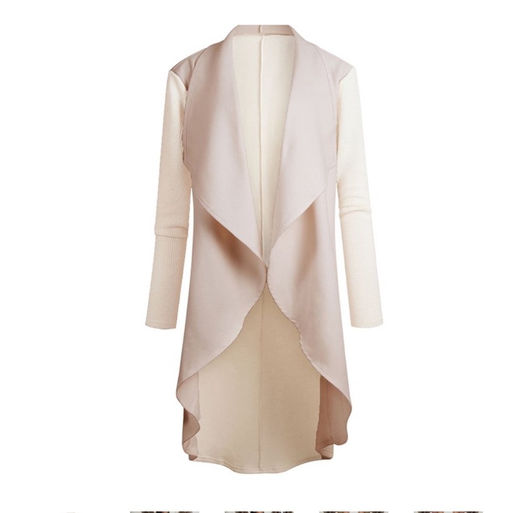 Boutique open front long line lapel cardigan